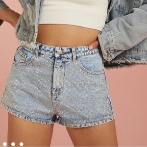 Altared state Bella rhinestone denim shorts